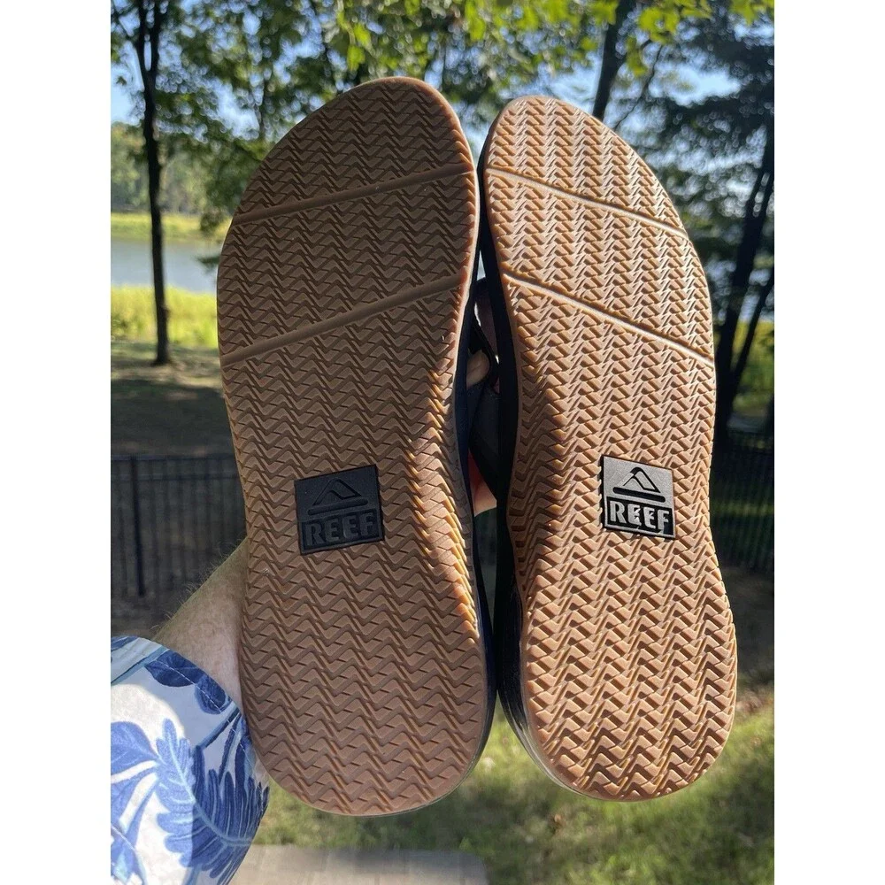 REEF Fanning Flip Flops Thong Sandals Gray Black Mens 11